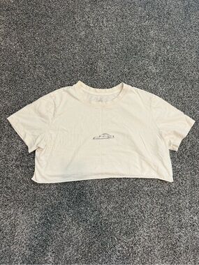 aerie Cream Cropped Tee with Minimal Car Motif